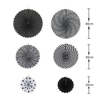 Black and White Paper Fans Decoration D.I.Y Set